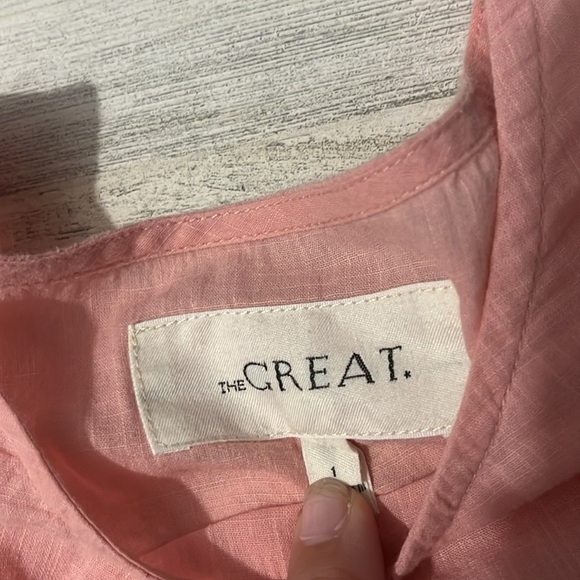 The GREAT. Pale Pink Ruffled Blouse Size 1 - Picture 7 of 12